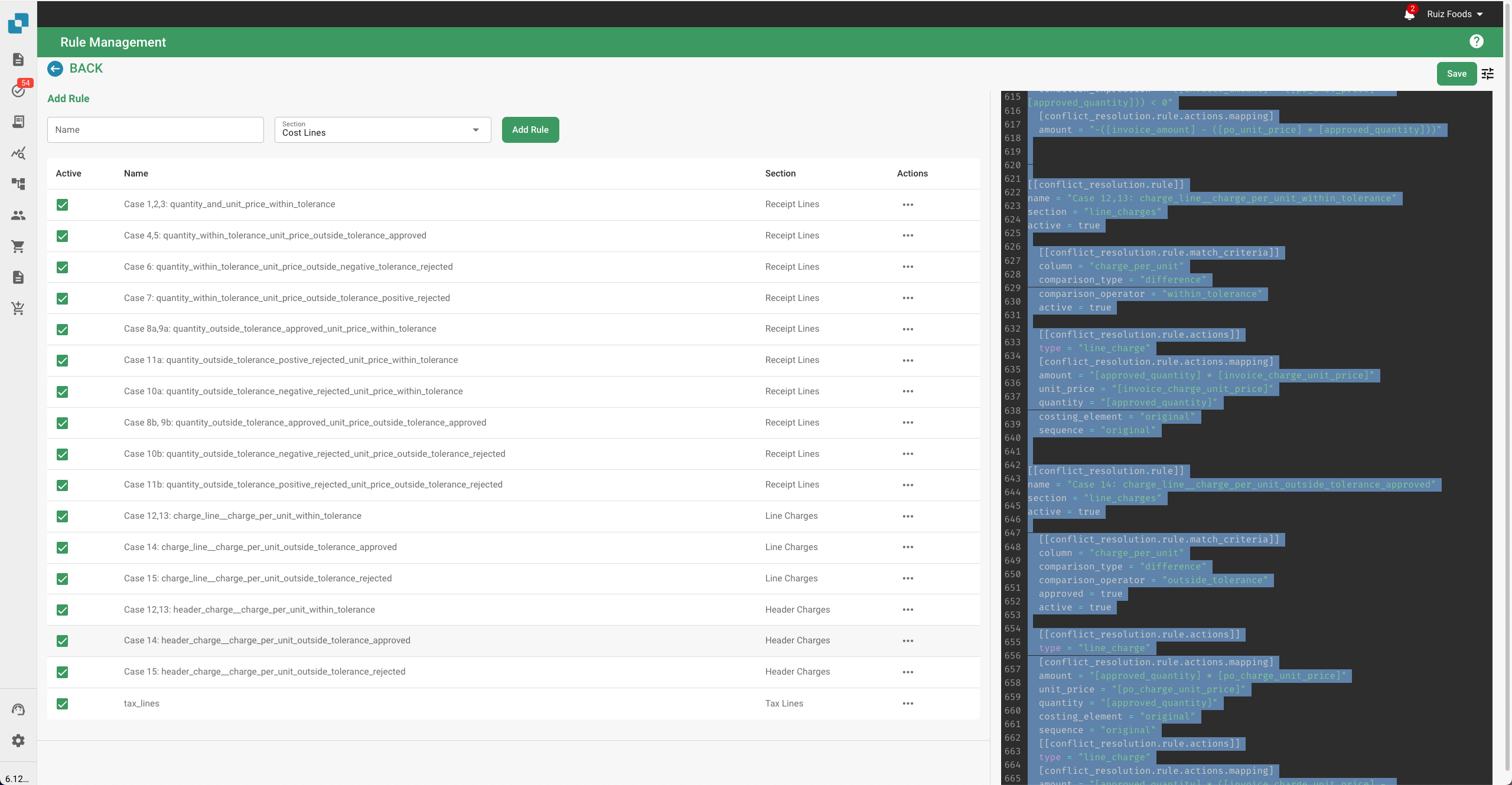 Interface do Rule Management