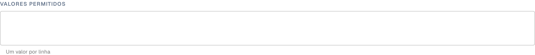 uma verificação Allowed values