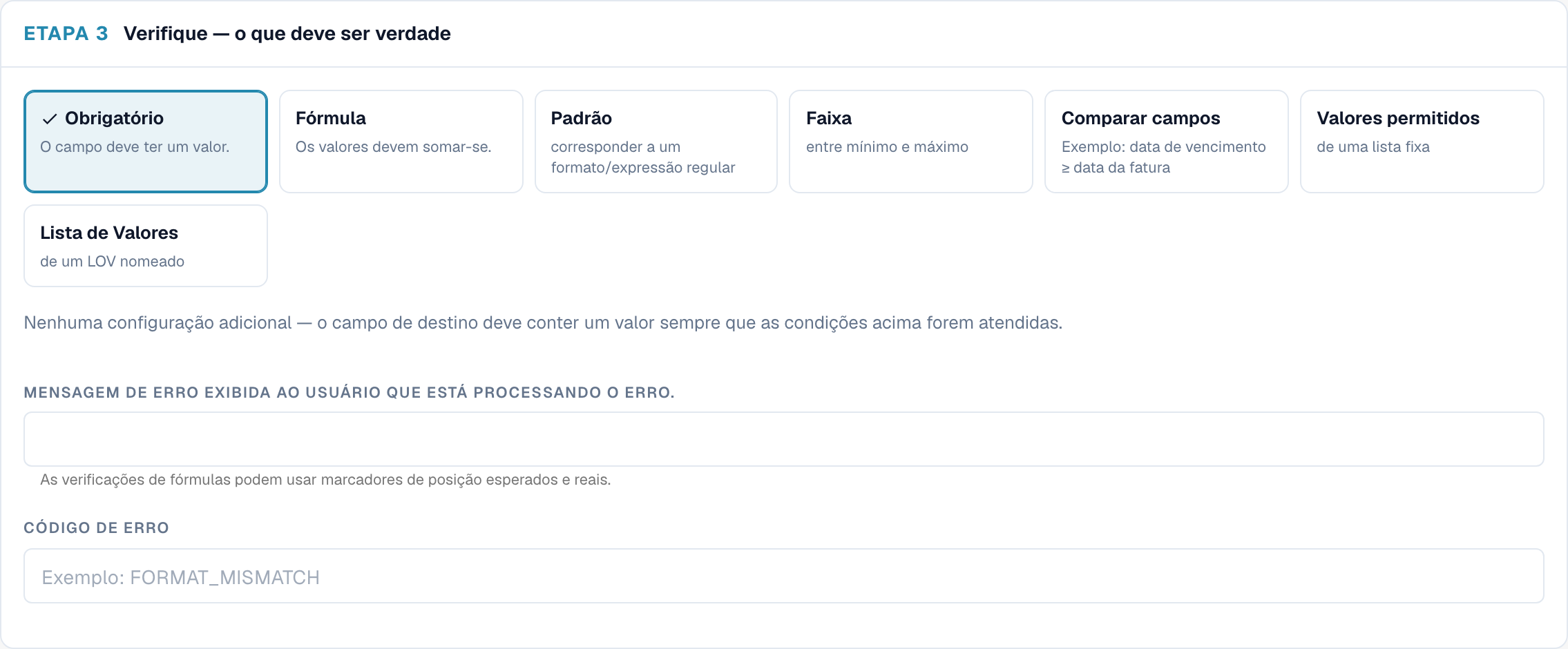 Etapa 3 com a verificação Required selecionada