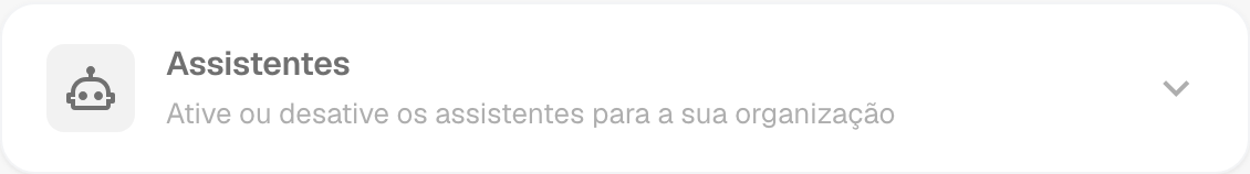 A seção Assistentes em Informações da empresa com as chaves do assistente de configurações, do assistente de validação e da locução do vídeo explicativo